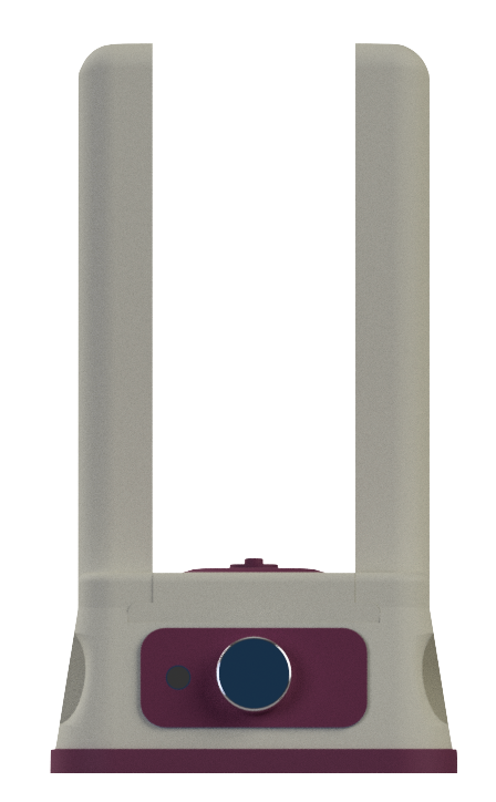 Front view of the OneSpin base with its dial and two upright columns